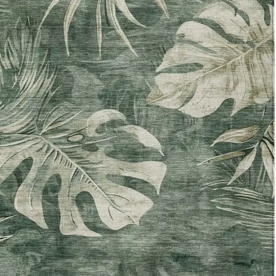 Fern Green And Sage Floral Washable Indoor Outdoor Area Rug Photo 9