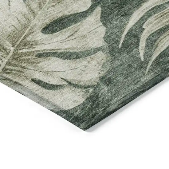 Fern Green And Sage Floral Washable Indoor Outdoor Area Rug Photo 7