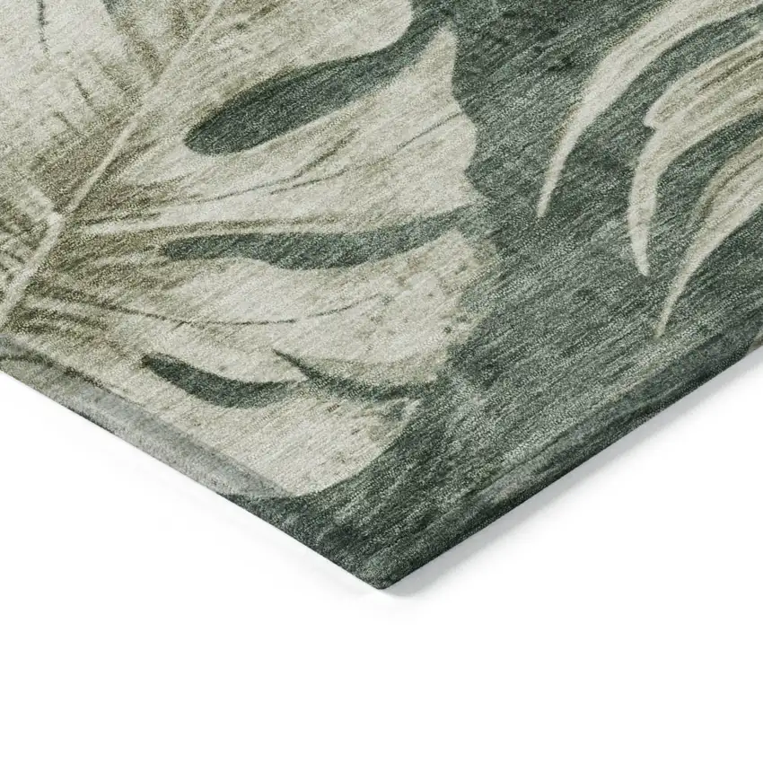 Fern Green And Sage Floral Washable Indoor Outdoor Area Rug Photo 7