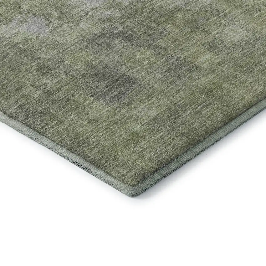 Fern Green And Silver Abstract Washable Area Rug With UV Protection Photo 7