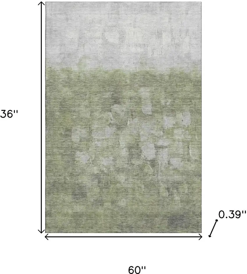 Fern Green And Silver Abstract Washable Area Rug With UV Protection Photo 9