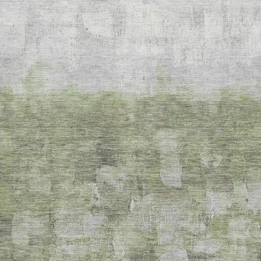 Fern Green And Silver Abstract Washable Area Rug With UV Protection Photo 3