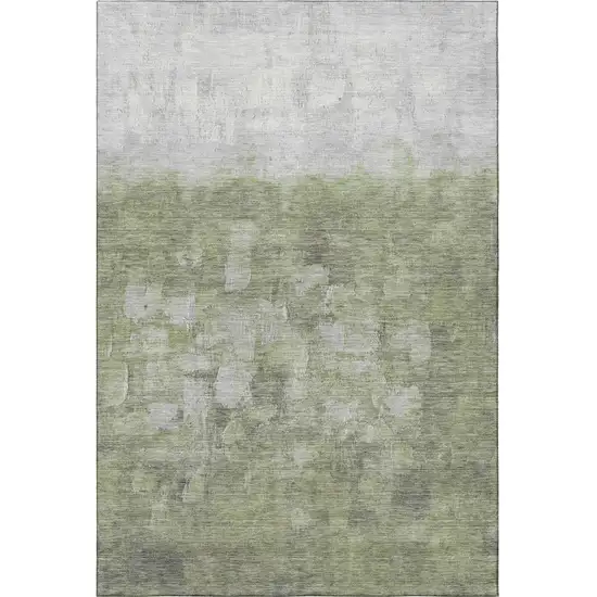 Fern Green And Silver Abstract Washable Area Rug With UV Protection Photo 4