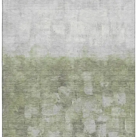 Fern Green And Silver Abstract Washable Area Rug With UV Protection Photo 3