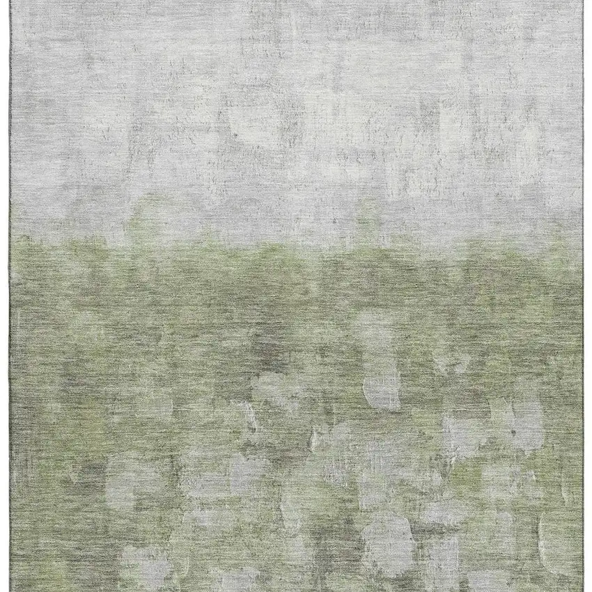 Fern Green And Silver Abstract Washable Area Rug With UV Protection Photo 3