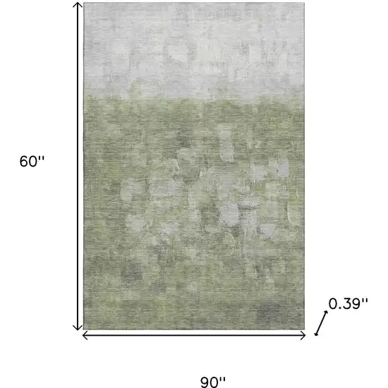 Fern Green And Silver Abstract Washable Area Rug With UV Protection Photo 9