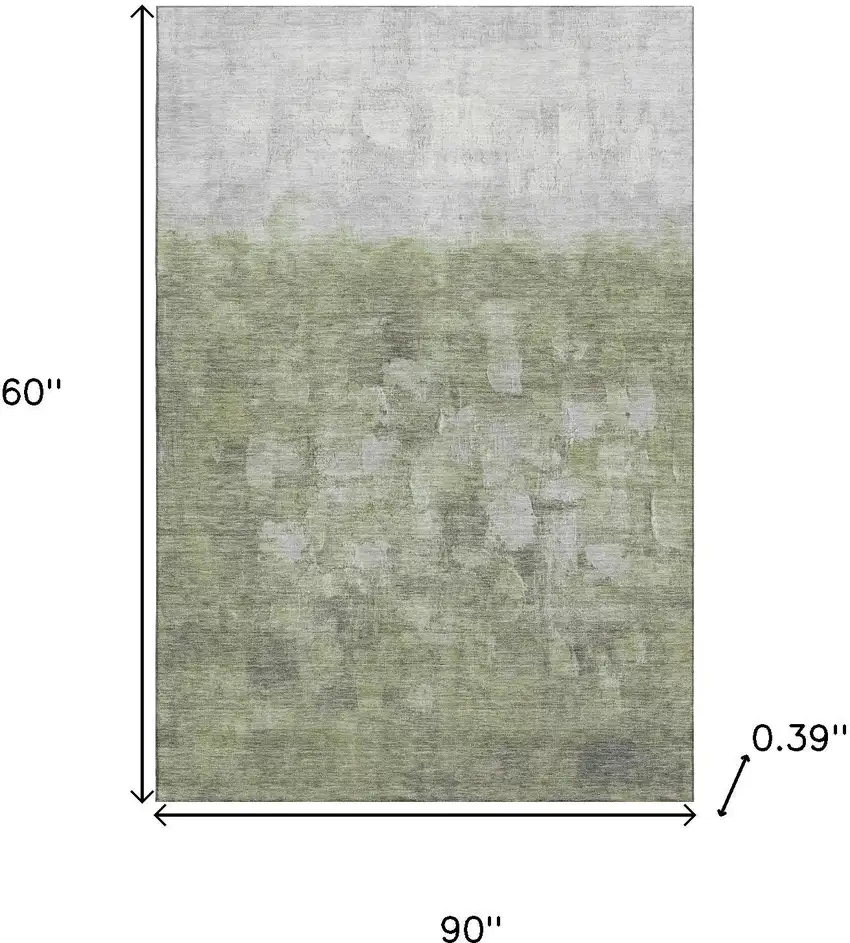 Fern Green And Silver Abstract Washable Area Rug With UV Protection Photo 9