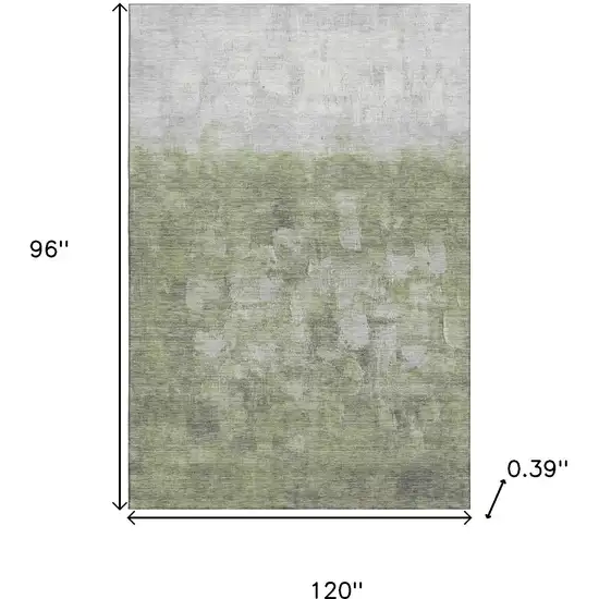 Fern Green And Silver Abstract Washable Area Rug With UV Protection Photo 9