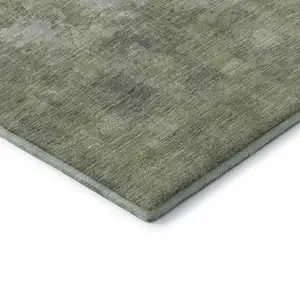 Photo of Fern Green And Silver Abstract Washable Area Rug With UV Protection