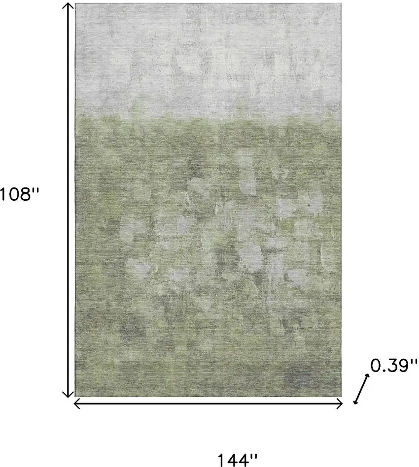 Fern Green And Silver Abstract Washable Area Rug With UV Protection Photo 9