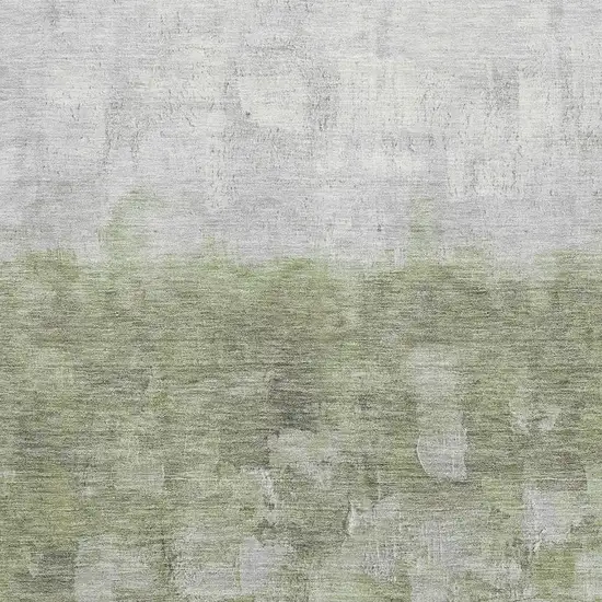 Fern Green And Silver Abstract Washable Area Rug With UV Protection Photo 3