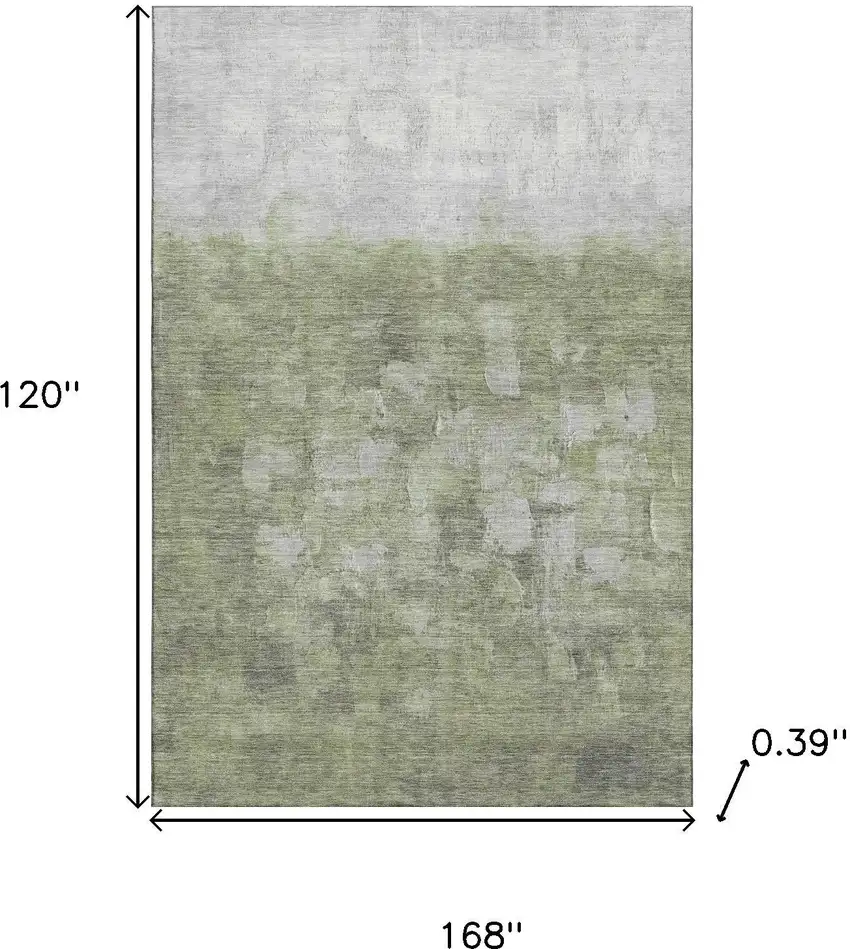 Fern Green And Silver Abstract Washable Area Rug With UV Protection Photo 9