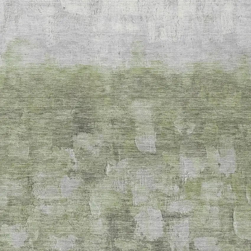 Fern Green And Silver Abstract Washable Indoor Outdoor Area Rug Photo 4