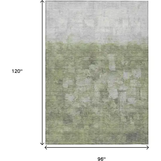 Fern Green And Silver Abstract Washable Indoor Outdoor Area Rug Photo 3