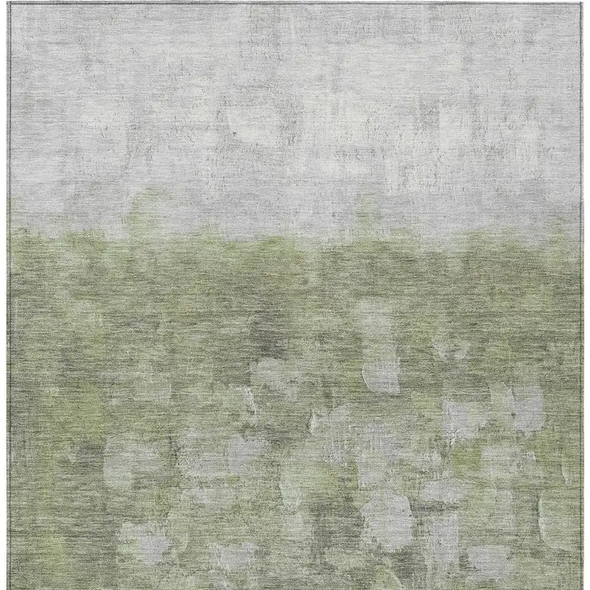 Fern Green And Silver Abstract Washable Indoor Outdoor Area Rug Photo 4