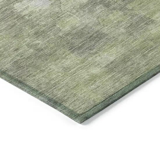Fern Green And Silver Abstract Washable Indoor Outdoor Area Rug Photo 5