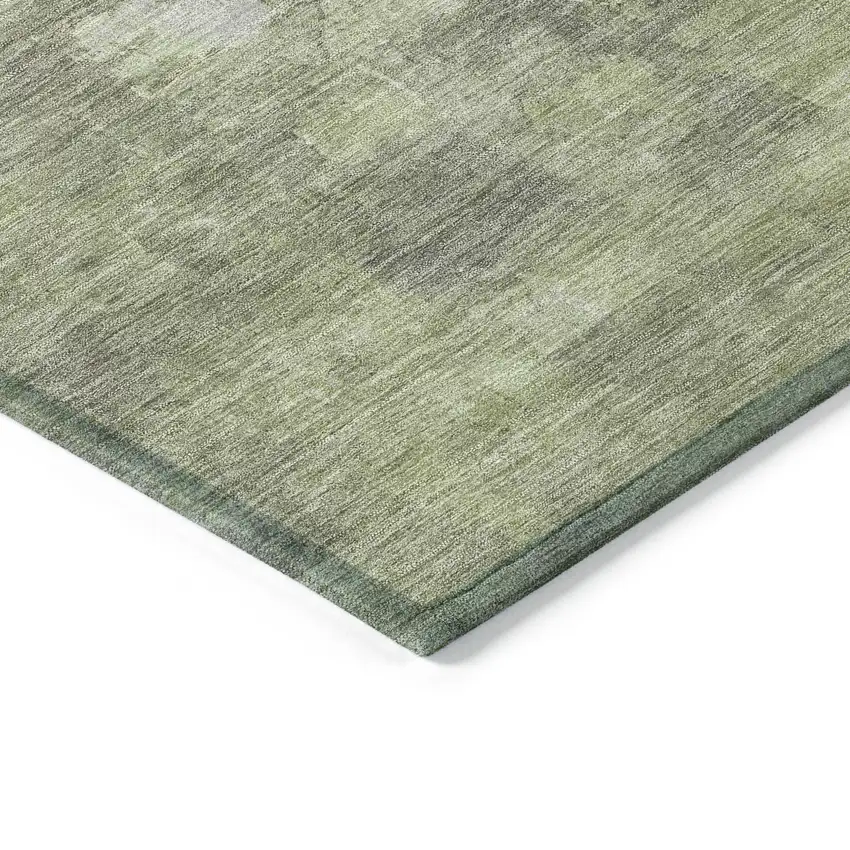Fern Green And Silver Abstract Washable Indoor Outdoor Area Rug Photo 5