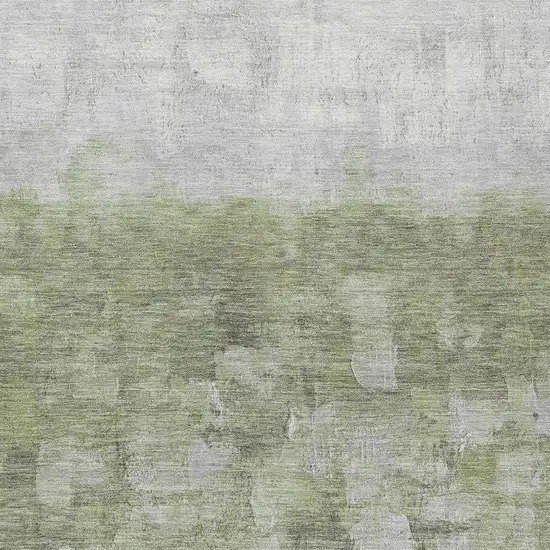 Fern Green And Silver Abstract Washable Indoor Outdoor Area Rug Photo 4