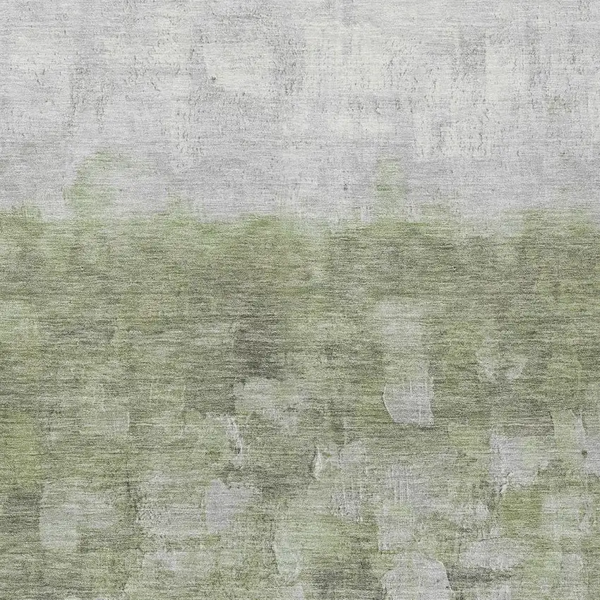 Fern Green And Silver Abstract Washable Indoor Outdoor Area Rug Photo 4