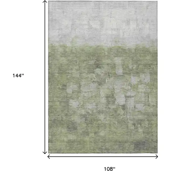 Fern Green And Silver Abstract Washable Indoor Outdoor Area Rug Photo 3
