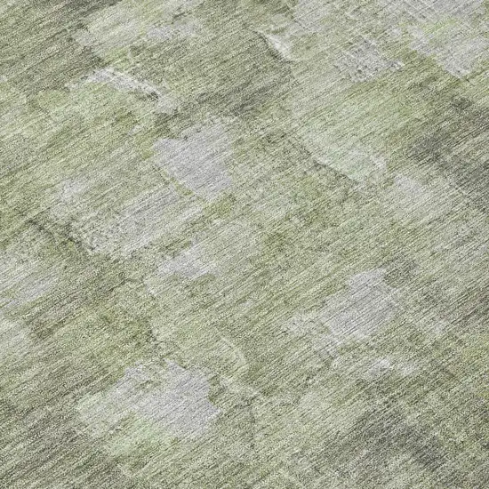 Fern Green And Silver Abstract Washable Indoor Outdoor Area Rug Photo 6