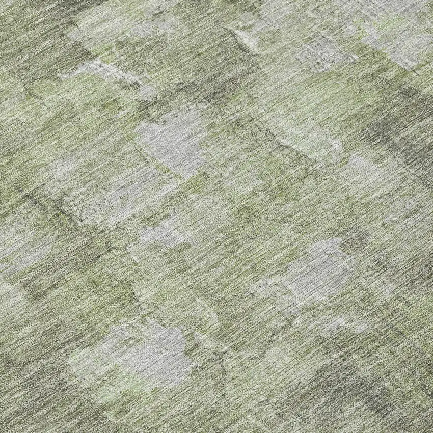 Fern Green And Silver Abstract Washable Indoor Outdoor Area Rug Photo 6