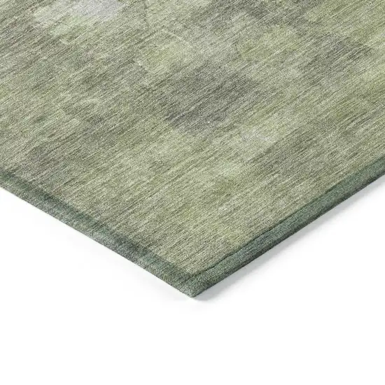 Fern Green And Silver Abstract Washable Indoor Outdoor Area Rug Photo 6