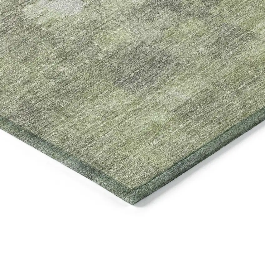 Fern Green And Silver Abstract Washable Indoor Outdoor Area Rug Photo 6