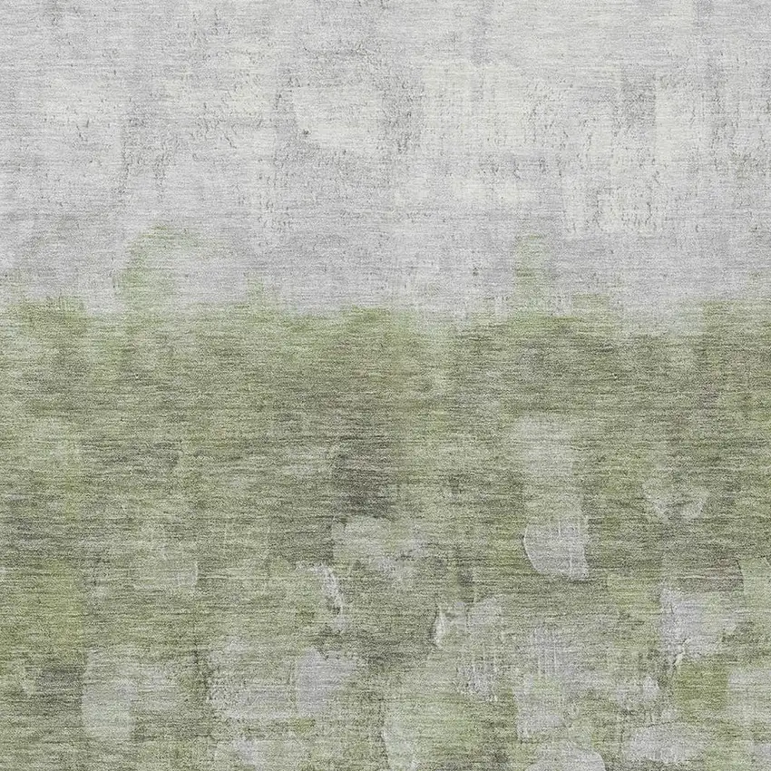 Fern Green And Silver Abstract Washable Indoor Outdoor Area Rug Photo 4