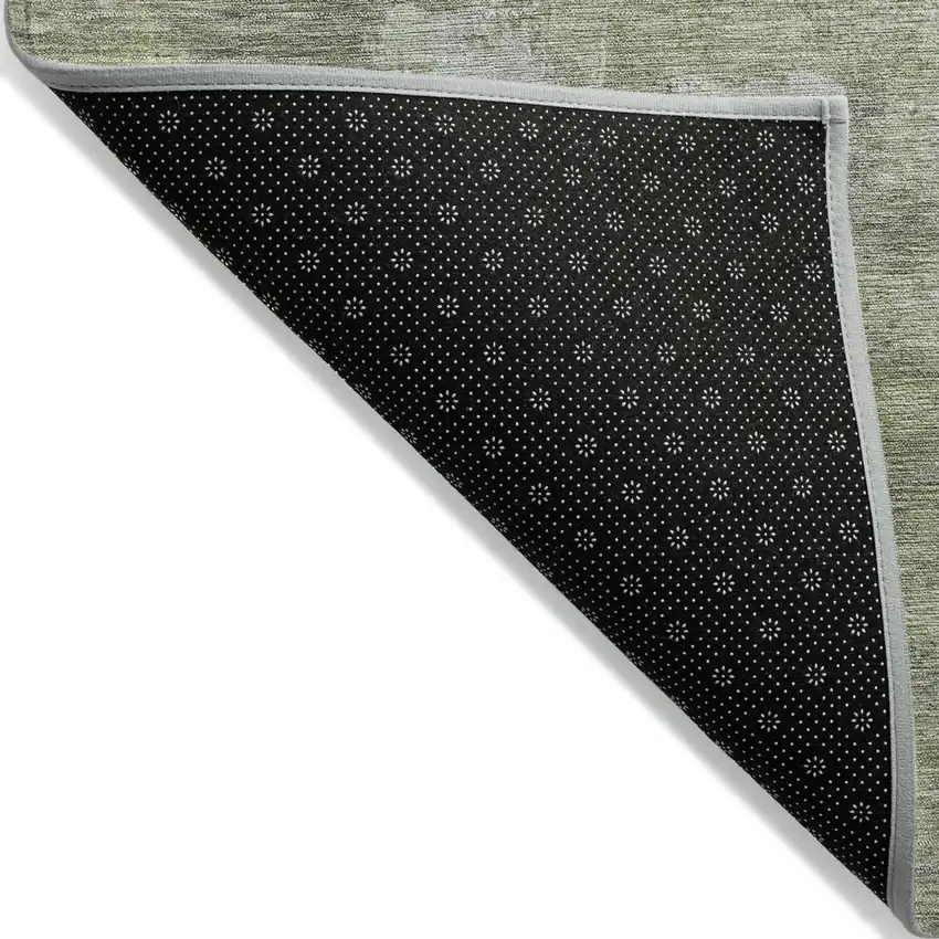 Fern Green And Silver Abstract Washable Indoor Outdoor Area Rug Photo 5