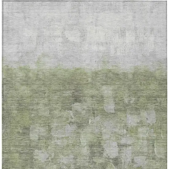 Fern Green And Silver Abstract Washable Indoor Outdoor Area Rug Photo 5