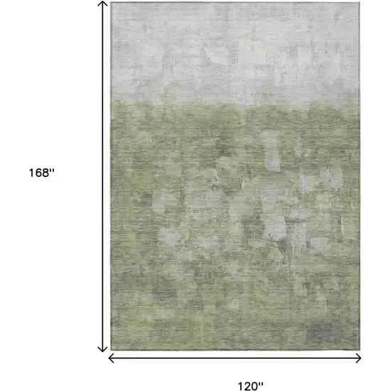 Fern Green And Silver Abstract Washable Indoor Outdoor Area Rug Photo 3