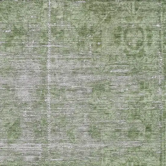 Fern Green And Silver Oriental Washable Area Rug With UV Protection Photo 2