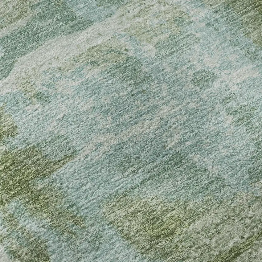Fern Green And Sky Blue Abstract Washable Area Rug With UV Protection Photo 8