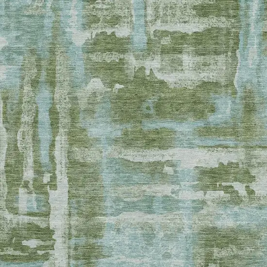 Fern Green And Sky Blue Abstract Washable Area Rug With UV Protection Photo 3