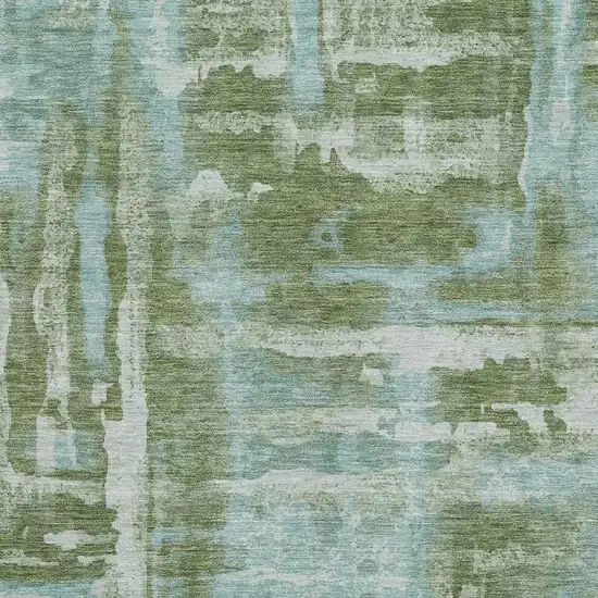 Fern Green And Sky Blue Abstract Washable Area Rug With UV Protection Photo 3