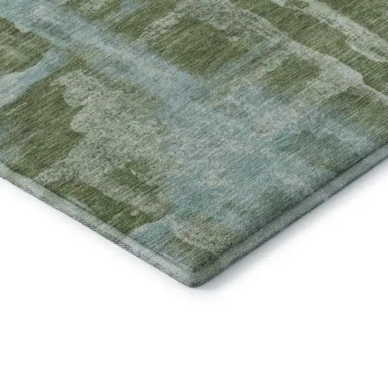 Fern Green And Sky Blue Abstract Washable Area Rug With UV Protection Photo 7