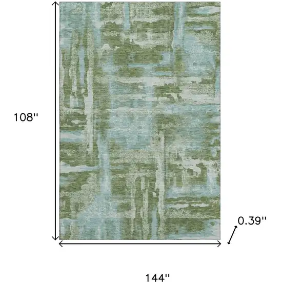 Fern Green And Sky Blue Abstract Washable Area Rug With UV Protection Photo 9