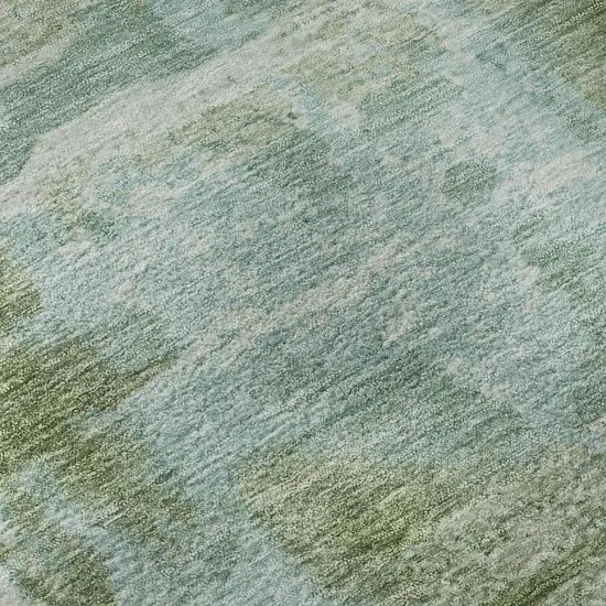 Fern Green And Sky Blue Abstract Washable Area Rug With UV Protection Photo 8