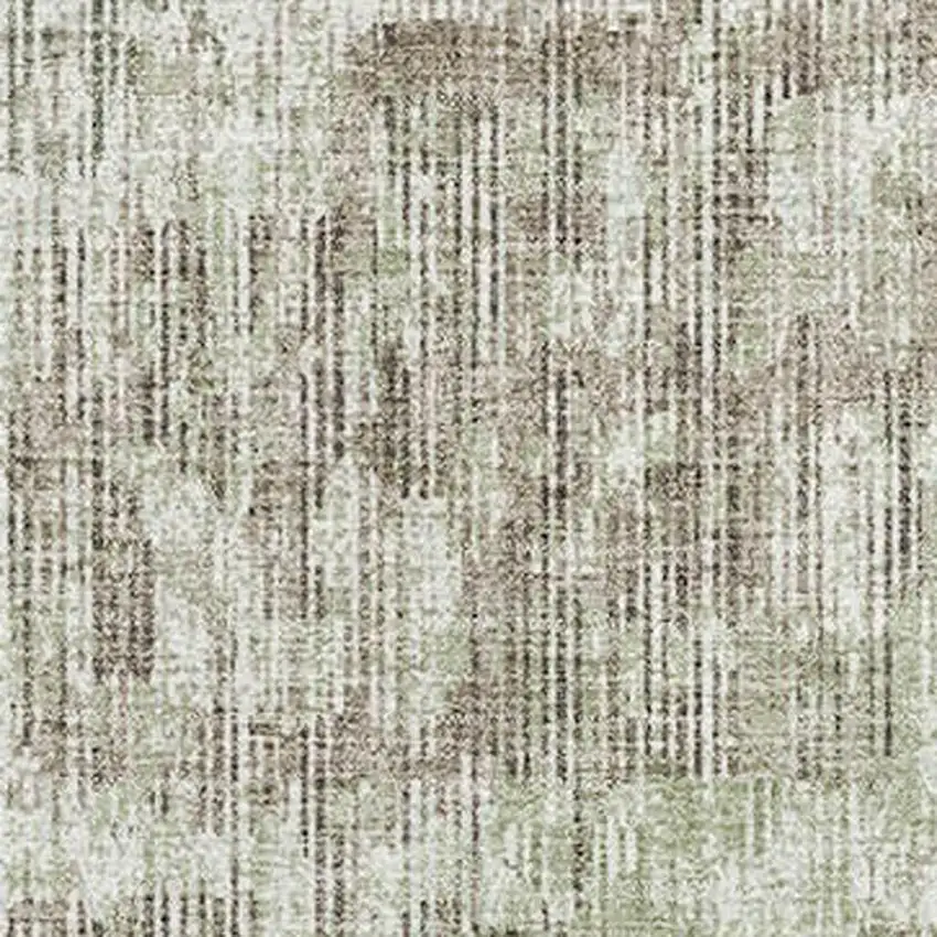 Fern Green And Taupe Geometric Washable Area Rug With UV Protection Photo 3