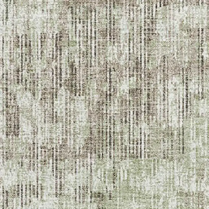 Fern Green And Taupe Geometric Washable Area Rug With UV Protection Photo 3