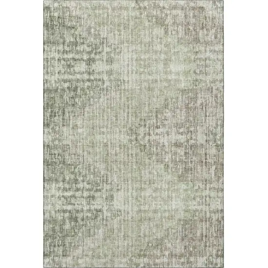 Fern Green And Taupe Geometric Washable Area Rug With UV Protection Photo 4