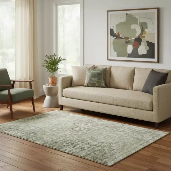 Fern Green And Taupe Geometric Washable Area Rug With UV Protection Photo 2