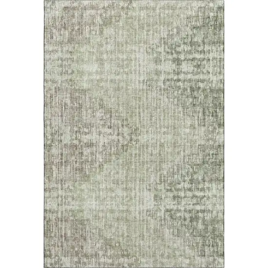 Fern Green And Taupe Geometric Washable Area Rug With UV Protection Photo 1
