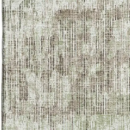 Fern Green And Taupe Geometric Washable Area Rug With UV Protection Photo 3