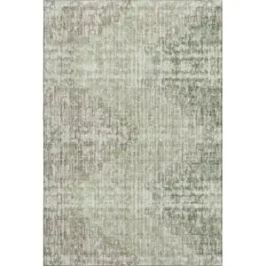 Photo of Fern Green And Taupe Geometric Washable Area Rug With UV Protection