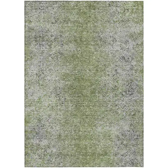 Fern Green Artichoke Green And Ivory Oriental Washable Indoor Outdoor Area Rug Photo 2