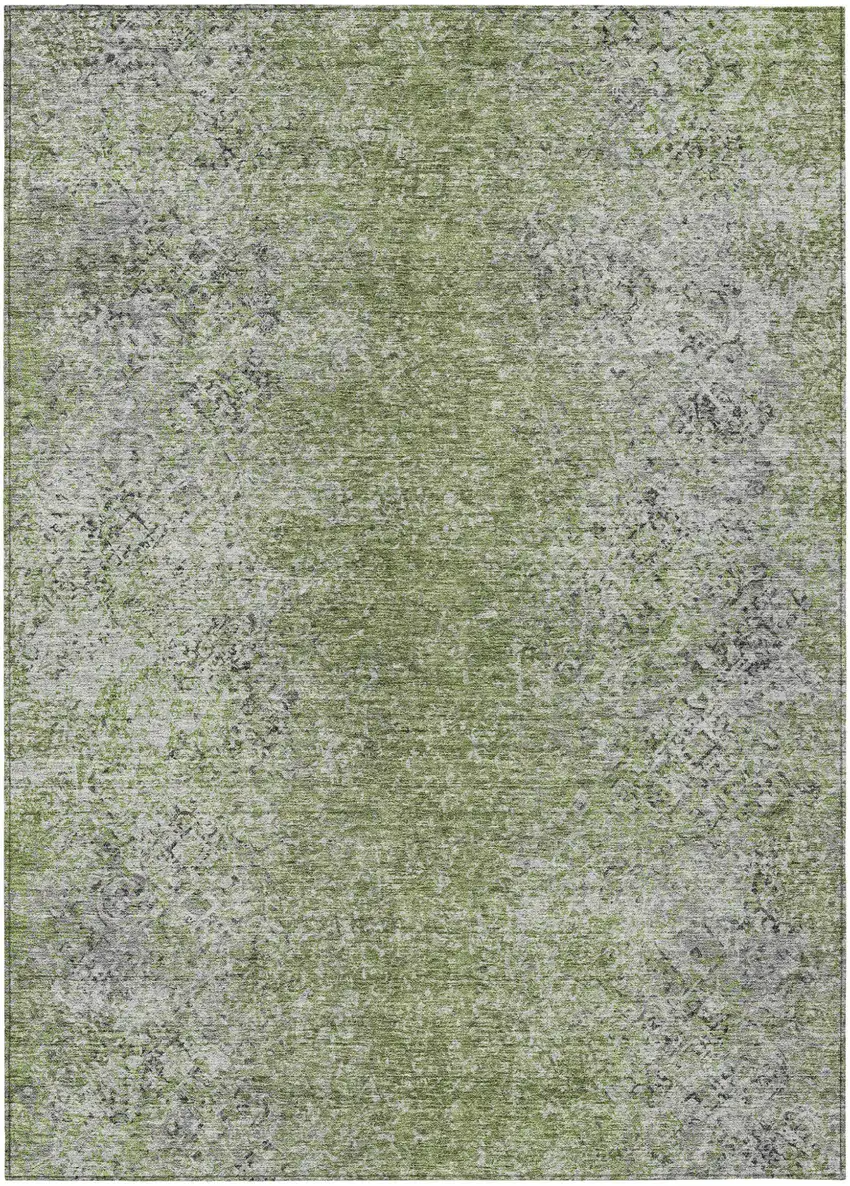 Fern Green Artichoke Green And Ivory Oriental Washable Indoor Outdoor Area Rug Photo 2