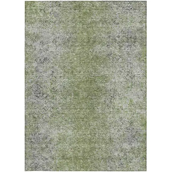 Fern Green Artichoke Green And Ivory Oriental Washable Indoor Outdoor Area Rug Photo 6