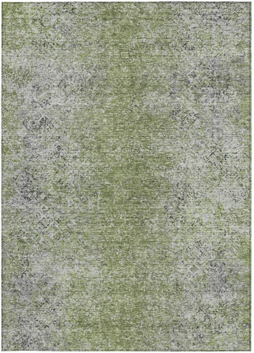 Fern Green Artichoke Green And Ivory Oriental Washable Indoor Outdoor Area Rug Photo 6